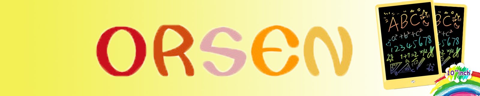 ORSEN wordmark next to a 10 inch LCD writing tablet