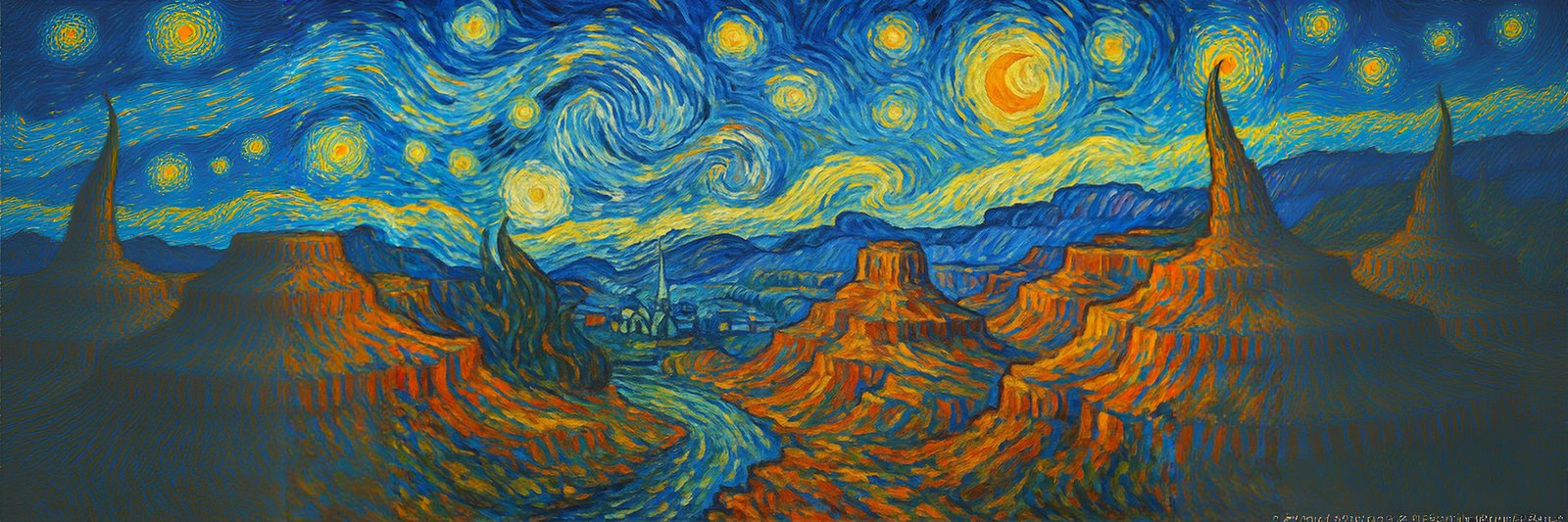 A starry night painted in thick strokes
